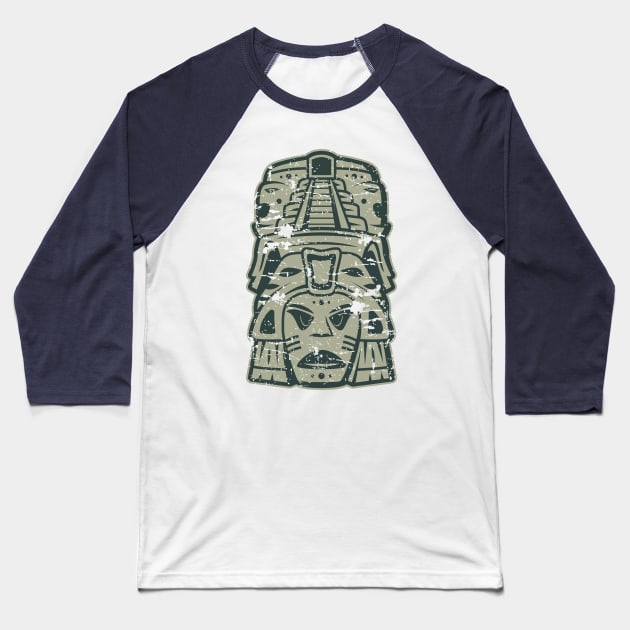 Aztec mask face #2 Baseball T-Shirt by GreekTavern